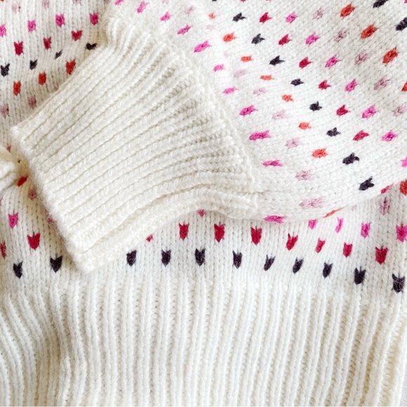 NEW Marine Layer Pink Alma Puff Sleeve Pink Red Heart Print Ivory Sweater Size M - Picture 8 of 12